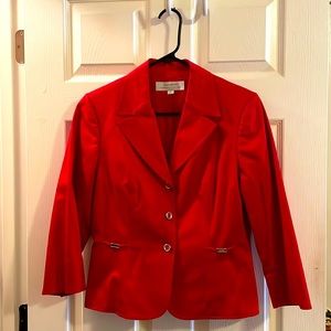 Tahari by Arthur Levine, Red 2-piece suit with silver detail on buttons, Size 8